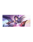 Yuuki anime mouse pad, 28x12 inches, showcasing her vibrant energy with lavender, pink, and gold, sword slicing through a dreamy sky.