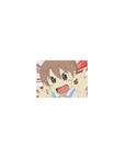 Classic anime girl mouse pad 14x10 inches with speedburst background and playful OK hand signs.