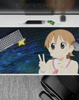 Cute anime desk pad 40x20 inches in cream, rosy red, sandy-brown, and deep midnight-blue for happy vibes.