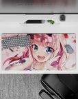 32x16 inches kawaii mouse pad in blush pink and creamy white, springtime crush vibe, bright print.