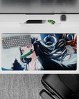 32x16 inches mouse pad showcasing Nezuko Kamado, illuminated by moonlight with her flowing hair lifted by the gentle wind, perfect for a serene workspace.