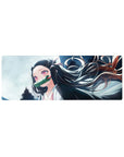 Compact 32x12 inches mouse pad with Nezuko Kamado in a serene moonlit scene, ideal for adding grace and tranquility to smaller desks.