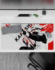 32x16 inches anime mouse pad in stark black and white with intense red streaks, calm-but-deadly vibe.