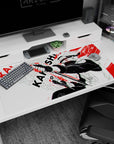Kakashi Hatake snapping into frame desk pad 40x20 inches, kunai ready, Sharingan staring you down.