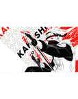 Naruto Kakashi anime desk pad 40x20 inches with bold KAKASHI pattern, Sharingan and kunai artwork.