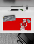 28x12 inches mouse pad with Rei Ayanami, showcasing anatomical design on a crimson red background for a striking, thought-provoking anime effect.