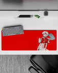32x12 inches mouse pad with Rei Ayanami, blending anatomical design with crimson red for an avant-garde, powerful anime-inspired effect.