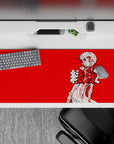 36x16 inches mouse pad with Rei Ayanami, blending anatomical design with a crimson red background for a bold and thought-provoking anime effect.