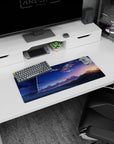 28x12 inches anime mouse pad showing a bright rocket streak over a shimmering shoreline at twilight.
