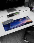 32x12 inches anime mouse pad showing a bright rocket streaking over a quiet shoreline at twilight.