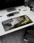 32x16 inches anime mouse pad showing tiny travelers approaching a massive circular gate under smoke.