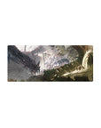 28x12 inches anime mouse pad with wasteland ruins, jagged cliffs, broken steel hulls, and a giant circular gate.