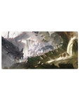 32x16 inches anime mouse pad with wasteland cliffs, broken steel hulls, and a giant circular gate scene.