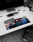 High-performance 28x12 inch mouse pad with water and flame art, ideal for Demon Slayer enthusiasts