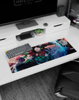 Stylish 32x12 inch mouse pad with Tanjiro and Nezuko's dynamic energy, perfect for any workspace