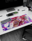 Mysterious artwork on 36x16 mouse pad captures the essence of grace and intrigue with dreamlike contrasts