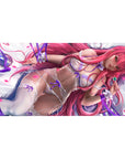 Zero Two Lace Elegance Mouse Pad 40x20 featuring delicate lace, satin ribbons, and glowing violet hues for a mesmerizing anime aesthetic