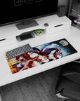 32x12 inches anime girl mouse pad featuring piercing-eyed girl with tattooed shoulder and fingerless gloves.
