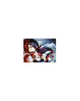 Classic anime girl mouse pad 14x10 inches with brick wall backdrop, tattoos, fingerless gloves, neon glow.