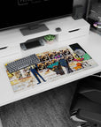 Modern 32x16 inches mouse pad featuring the Cowboy Bebop crew, graffiti, and street style for an edgy, outlaw-inspired look.