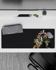 Powerful 32x12 desk mat features Stardust Crusaders' unity with intricate and dynamic details