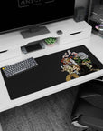 Bold team artwork on 36x16 desk mat captures Stardust Crusaders' iconic presence in vivid detail
