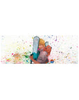 Compact 32x12 inches mouse pad with Denji and Pochita, featuring paint splatters and Makima’s reflection for a dynamic, energetic effect.