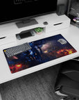 Epic battlefield design on 32x16 desk pad brings Sung Jin-Woo Flames of Power's bold aesthetic to life vividly