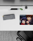 Bright, sweet-chaos anime mouse pad 14x10 inches in vivid color with soft shading and cozy school vibe.