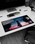 32x16 inches anime girl mouse pad showing a lone girl silhouette under a starry sky with birds in flight.