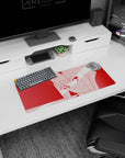 Dynamic Zero Two Crimson Minimalist artwork on 28x12 mouse pad perfect for celebrating boldness, simplicity, and iconic storytelling