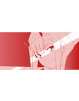Zero Two Crimson Minimalist Mouse Pad 36x16 with red theme for immersive focus and fan inspiration