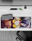32x12 inches mouse pad with Faye Valentine, golden tones and graffiti textures, creating a sultry and electrifying design.