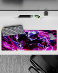 32x12 inches mouse pad showcasing Tanjiro Kamado with his sword ignited in fiery reds and purples, perfect for adding intensity to your desk setup.