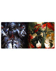 Anime mouse pad 32x16 inches featuring Ainz Ooal Gown from Overlord and Goblin Slayer from Goblin Slayer, intense design.