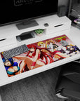 Anime desk pad 36x16 inches featuring Rias, Irina, Asia, and Akeno from High School DxD in dynamic poses with grunge style.