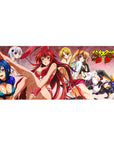 Anime desk pad 36x16 inches featuring Rias, Irina, Asia, and Akeno from High School DxD in bold poses with a grunge backdrop.