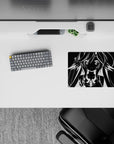 Black and white anime mouse pad 14x10 inches, minimal bold high-contrast look with a light, cute vibe.