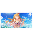 32x16 inches anime girl mouse pad with beach-themed art, bubbles, teal waves, and blonde girl clip.