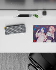 14x10 inches mouse pad featuring Zero Two and Ichigo in streetwear, blending soft pastels and sakura petals for a stylish, contemporary anime effect.
