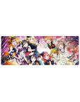 Love Live group hug anime girl mouse pad desk mat, 32x12 inches, featuring all nine school idols.