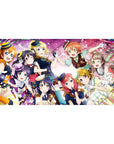 Love Live School Idol Project anime girl desk pad, group hug concert scene, 40x20 inches.