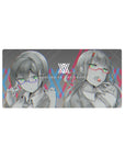 Zero Two & Ichigo Cyberpunk Glitch Mouse Pad 32x16 featuring radiant RGB for gaming or workspace energy with anime edge