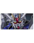 32x16 inches anime mouse pad with Strike Gundam face close-up, white armor, red accents, space backdrop.