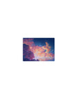 Classic anime mouse pad 14x10 inches with a dreamy sky scene, winged companion, and starry clouds.
