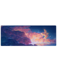 32x12 inches anime desk mouse pad with Ghibli-inspired sky, winged companion, stars and clouds.