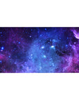 Galaxy nebula starfield desk pad 40x20 inches with smooth surface for work and gaming.