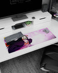 Anime mouse pad 32x12 inches featuring Nezuko from Demon Slayer, surrounded by sakura petals and soft pastel hues.