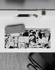 28x12 inches black-and-white anime mouse pad, gritty screentone texture, high-contrast and classy.