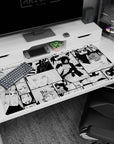 40x20 inches Naruto desk pad showing Naruto, Sasuke, Sakura, and Madara in sharp manga-style panels.